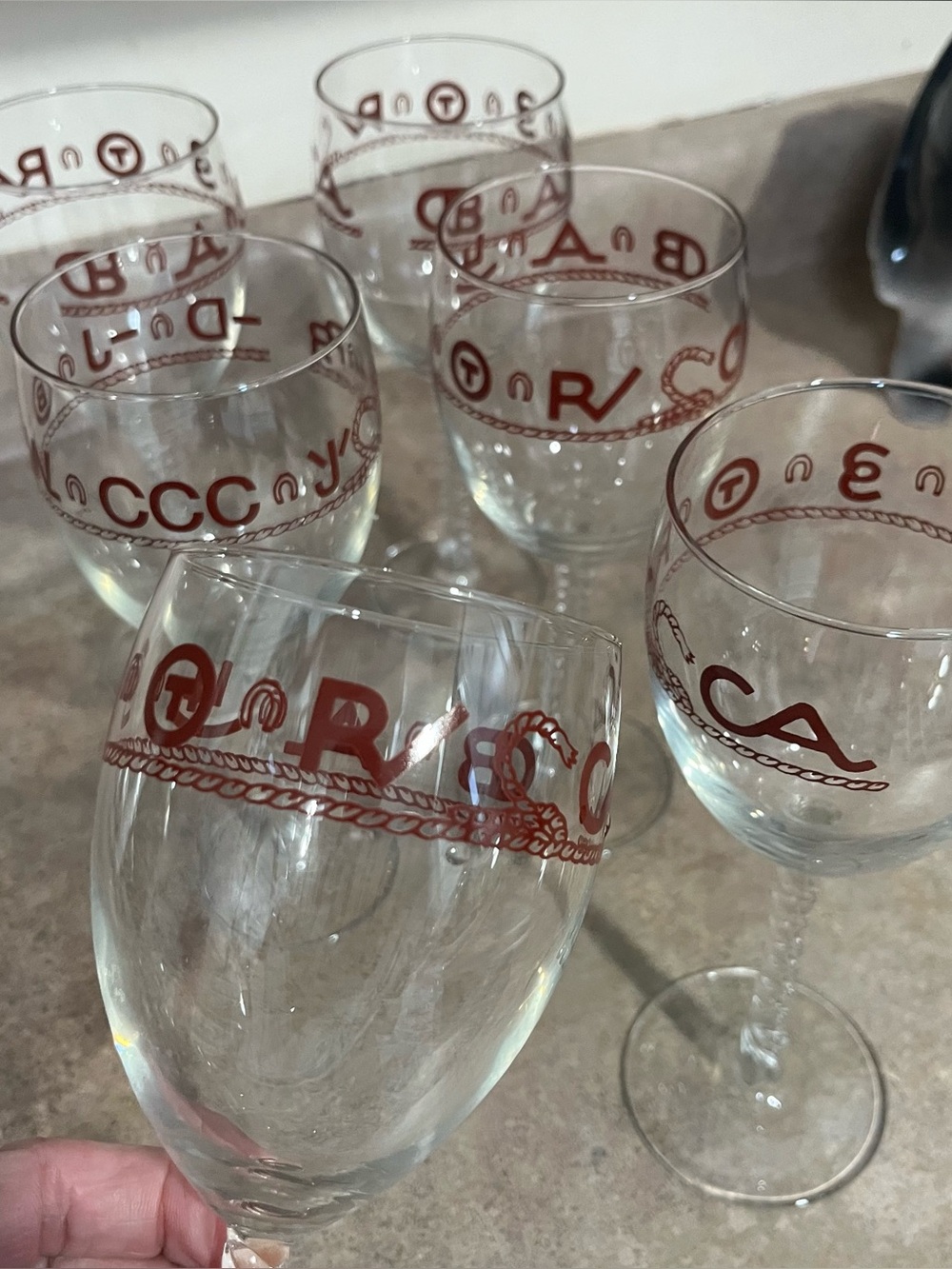 Rope and Brand Wine Glasses - Set of 6